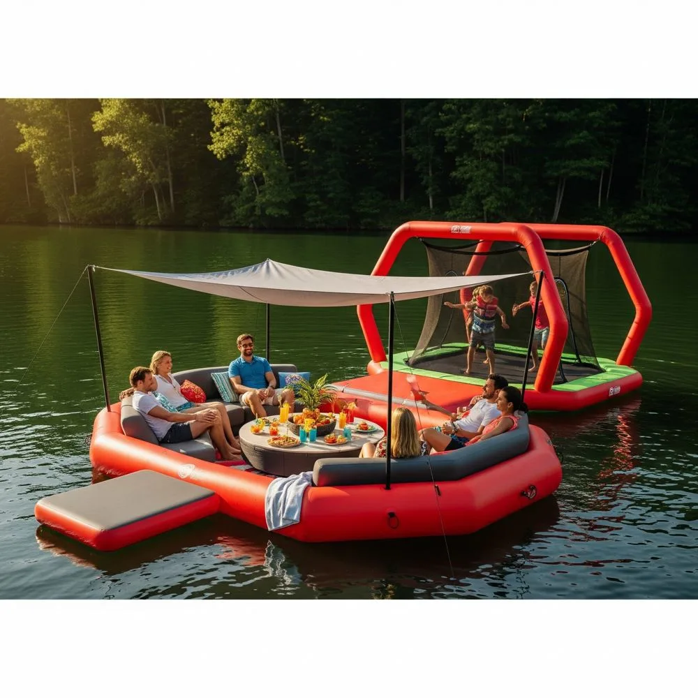 Trampoline Lake Party Floats: Bounce into Aquatic Bliss with Vibrant Fun and Festive Flotation