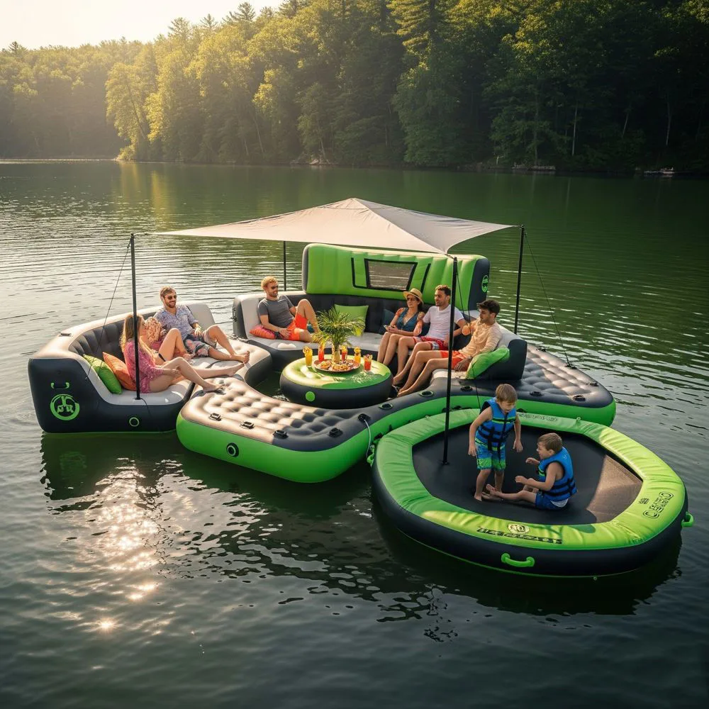 Trampoline Lake Party Floats: Bounce into Aquatic Bliss with Vibrant Fun and Festive Flotation