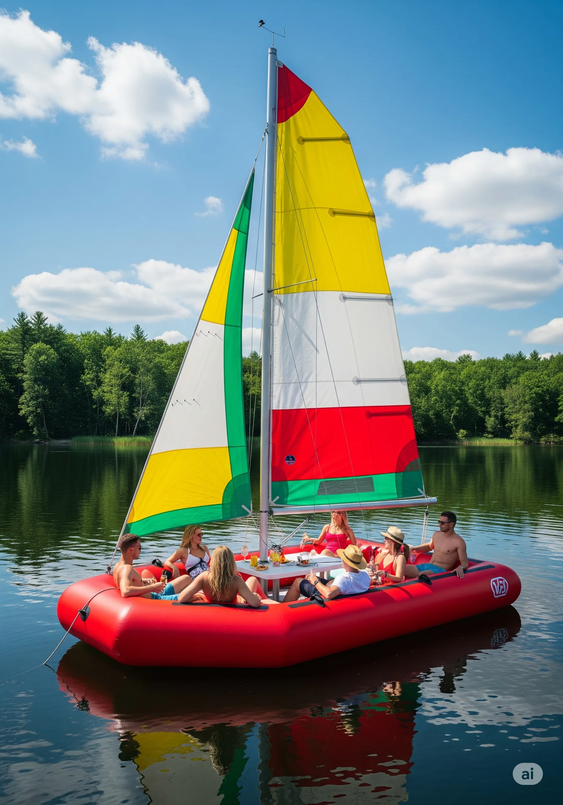 Inflatable Sail Boat Lake Floats
