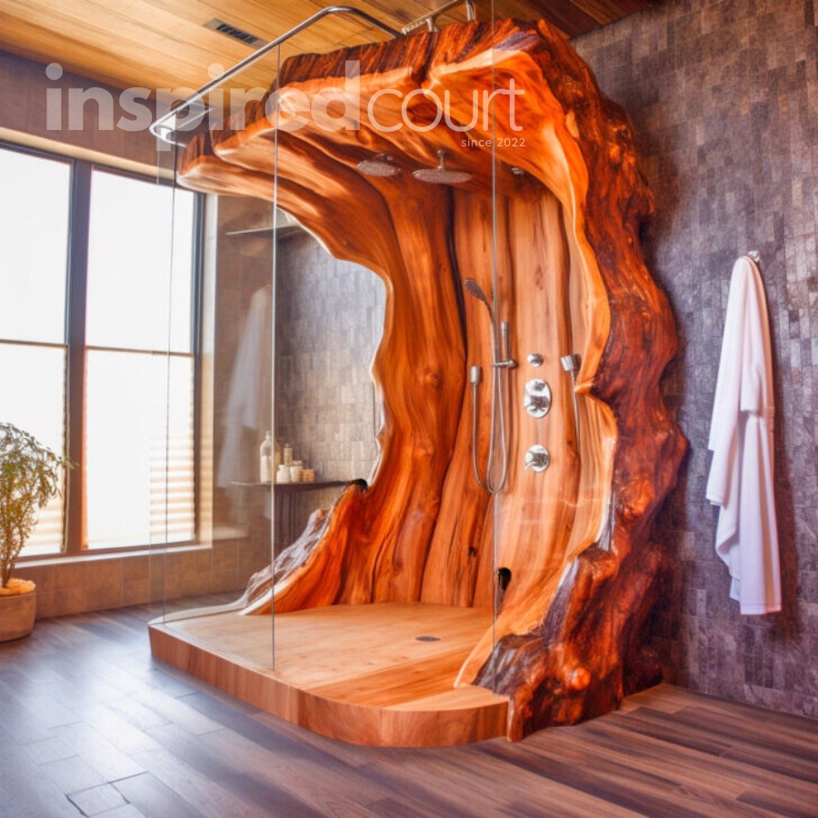 Live Edge Wooden Showers: Nature's Art in Your Bathroom