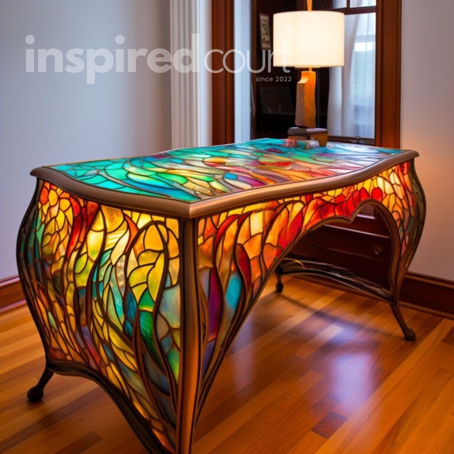 Illuminate Your Workspace with These Striking Stained Glass Desks