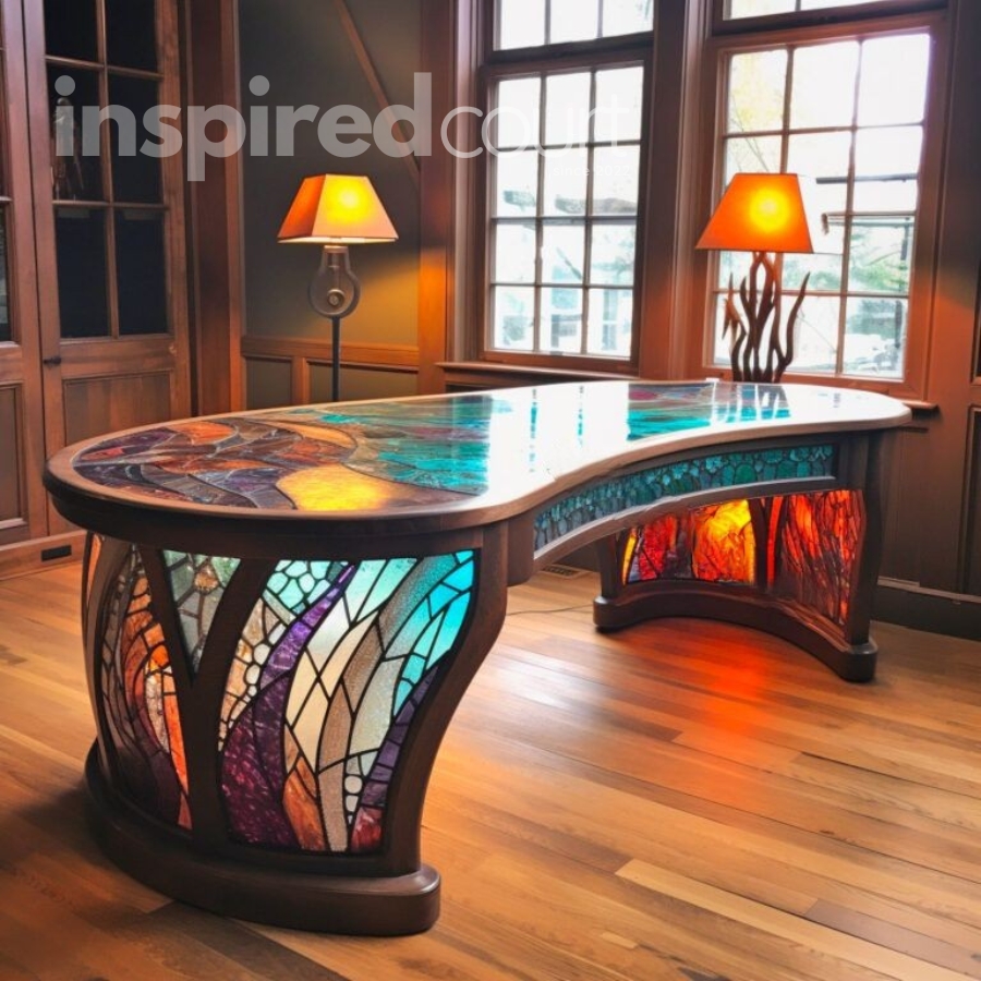 Illuminate Your Workspace with These Striking Stained Glass Desks