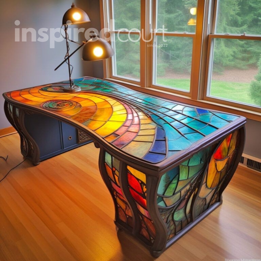 Illuminate Your Workspace with These Striking Stained Glass Desks