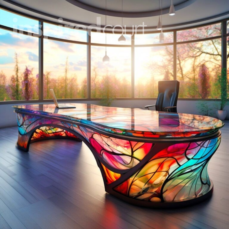 Illuminate Your Workspace with These Striking Stained Glass Desks
