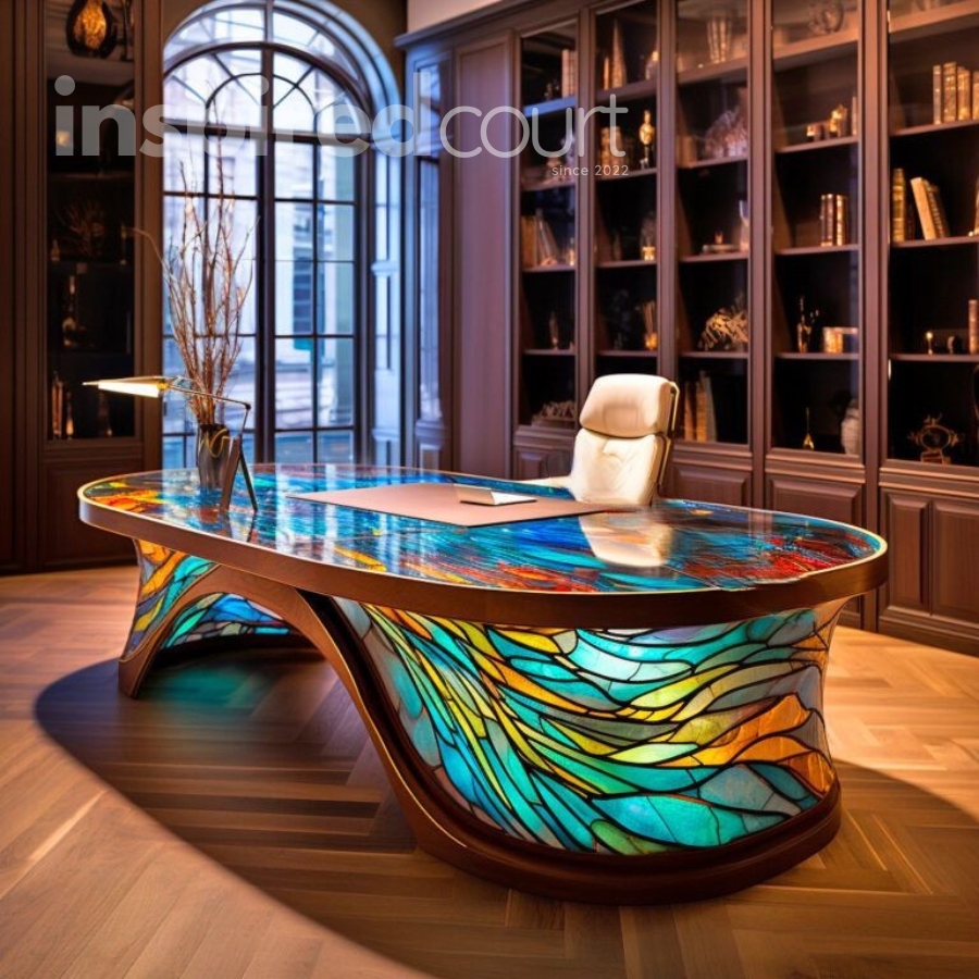 Illuminate Your Workspace with These Striking Stained Glass Desks