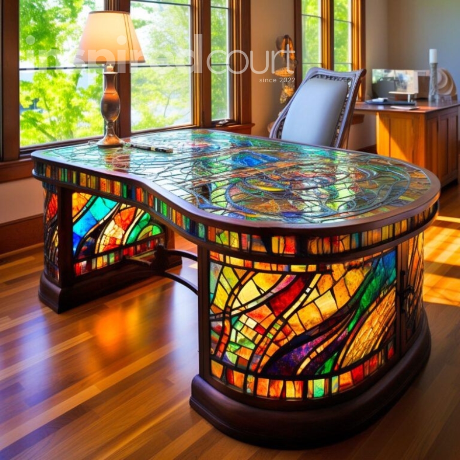 Illuminate Your Workspace with These Striking Stained Glass Desks