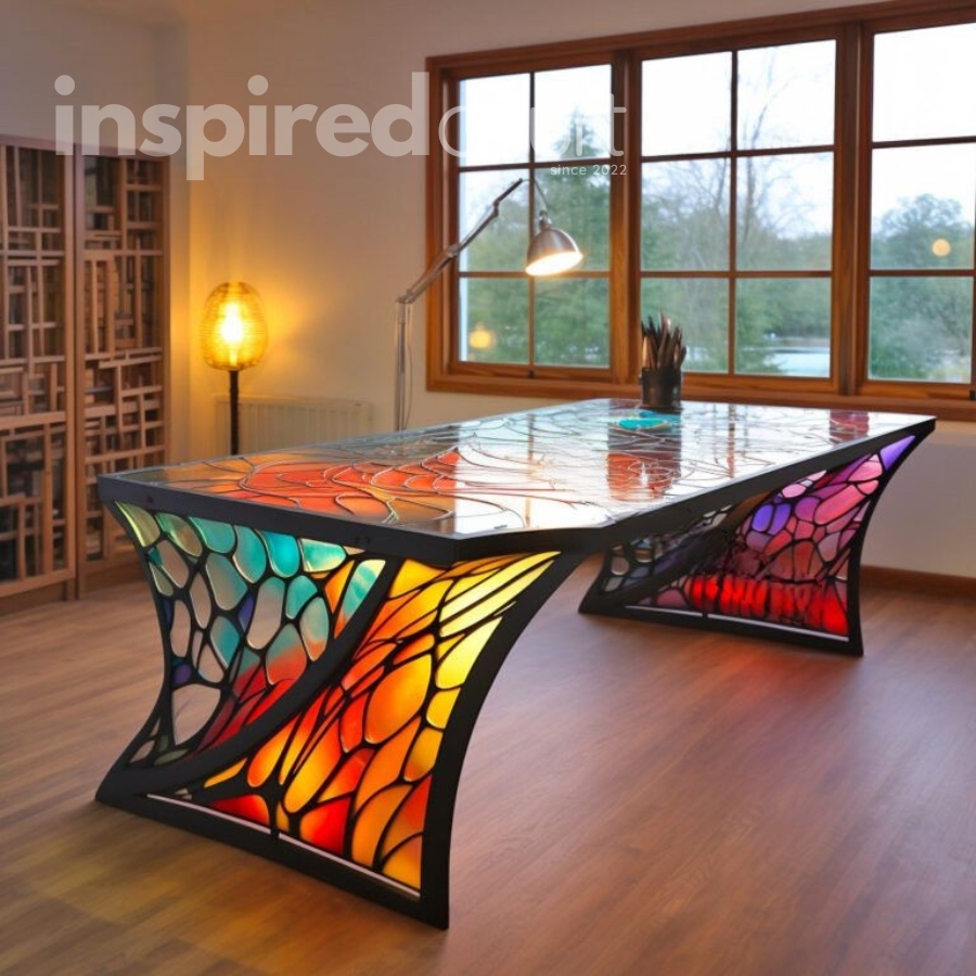 Illuminate Your Workspace with These Striking Stained Glass Desks