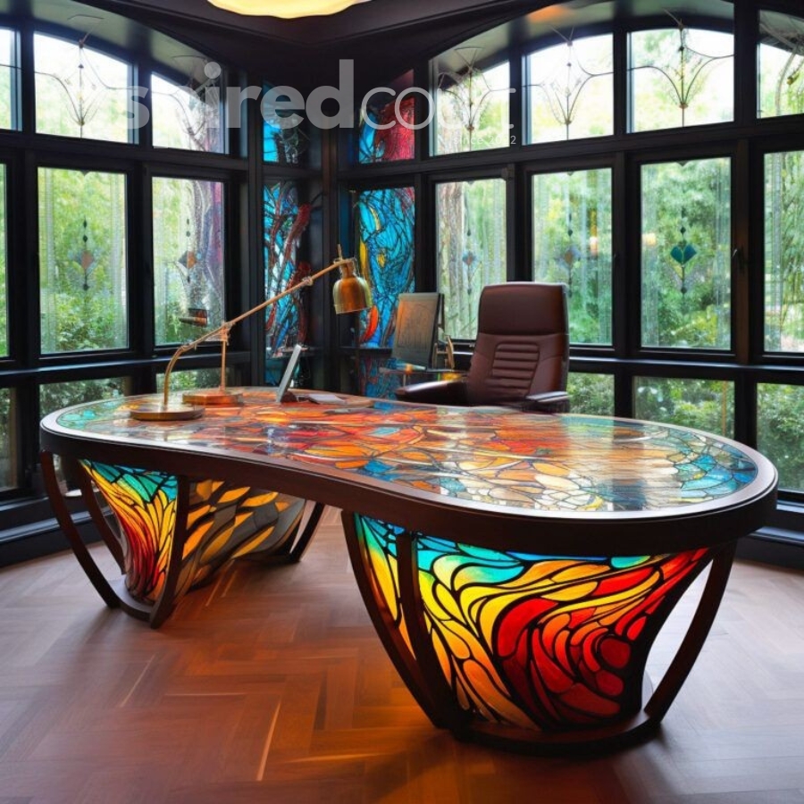 Illuminate Your Workspace with These Striking Stained Glass Desks