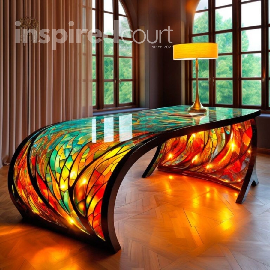 Illuminate Your Workspace with These Striking Stained Glass Desks