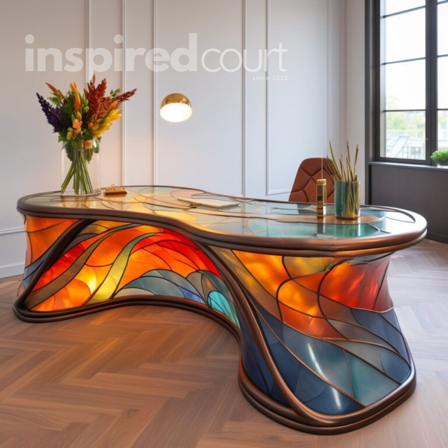 Illuminate Your Workspace with These Striking Stained Glass Desks