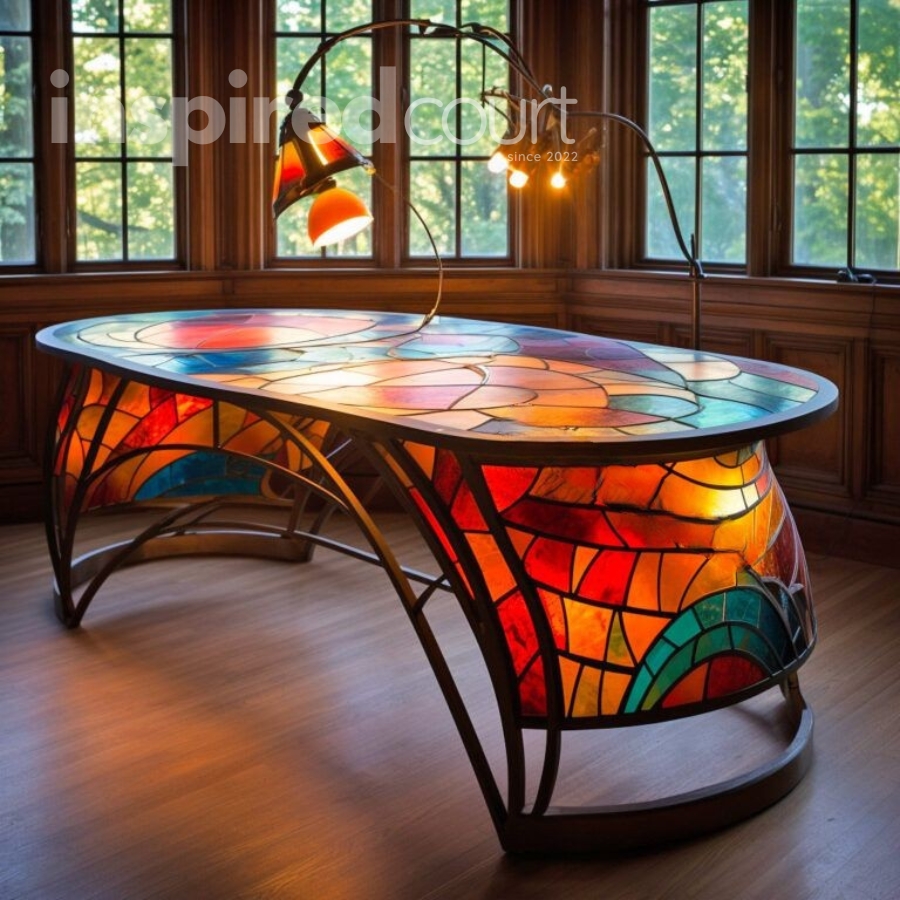 Illuminate Your Workspace with These Striking Stained Glass Desks