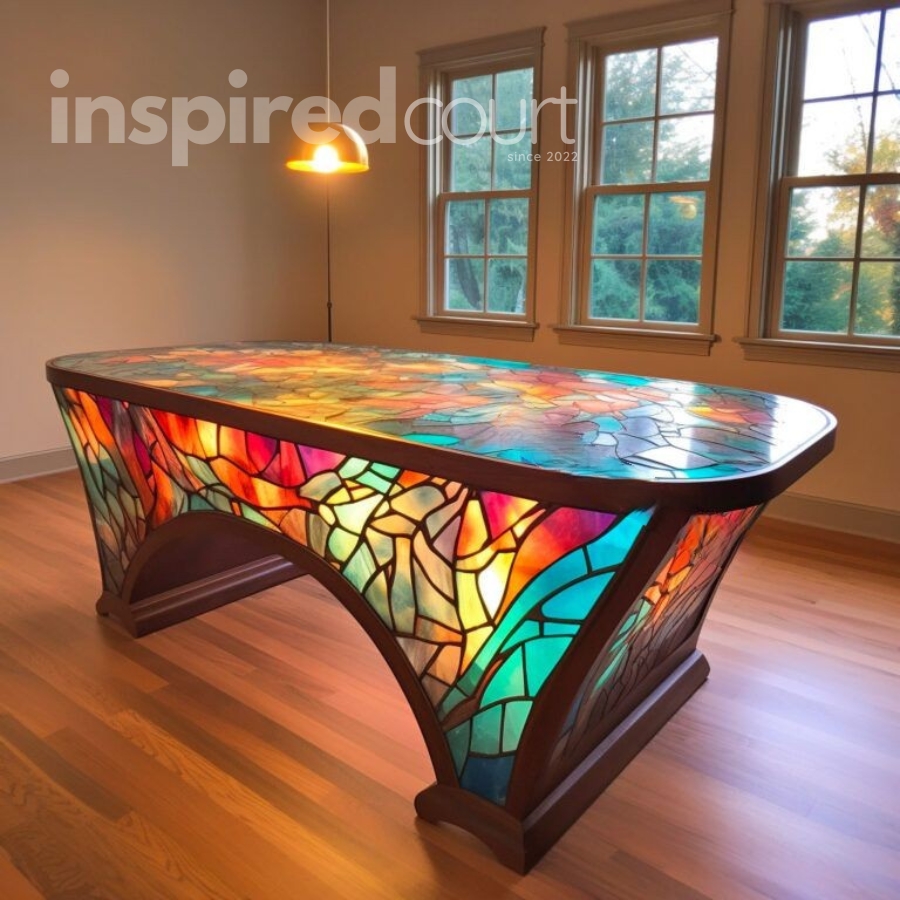 Illuminate Your Workspace with These Striking Stained Glass Desks