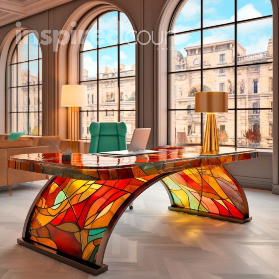 Illuminate Your Workspace with These Striking Stained Glass Desks