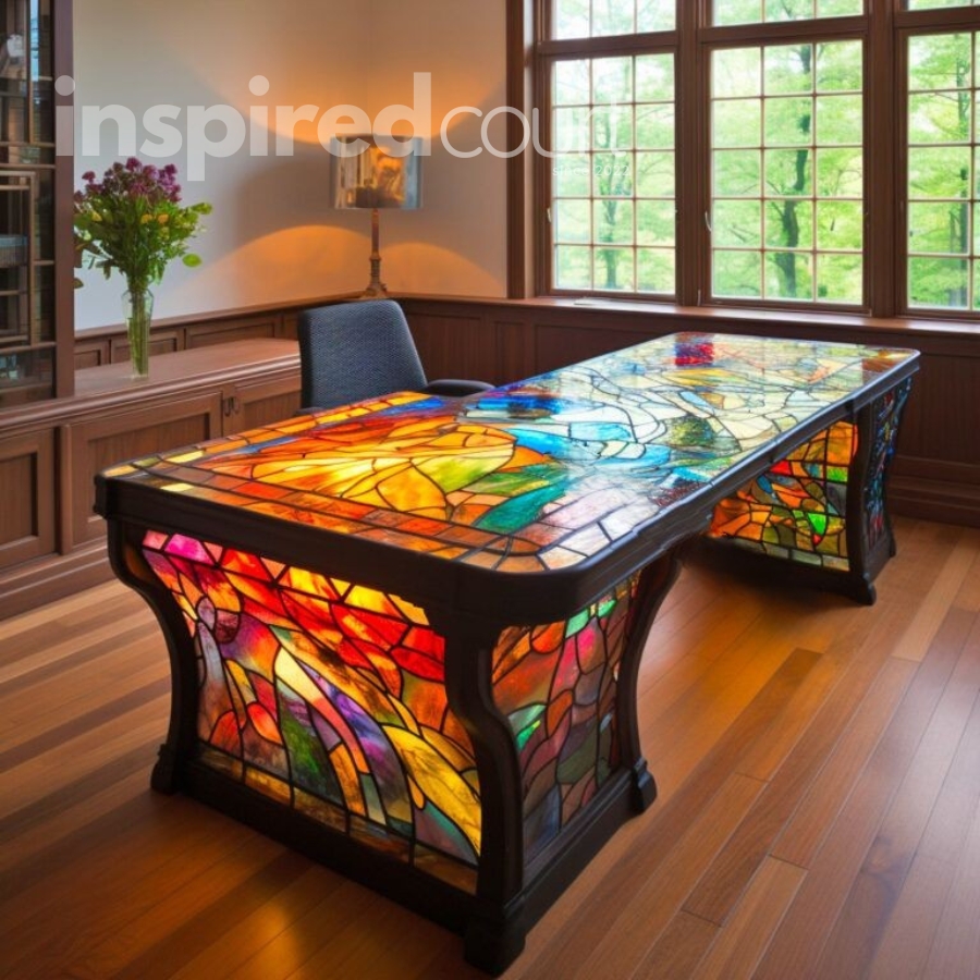 Illuminate Your Workspace with These Striking Stained Glass Desks