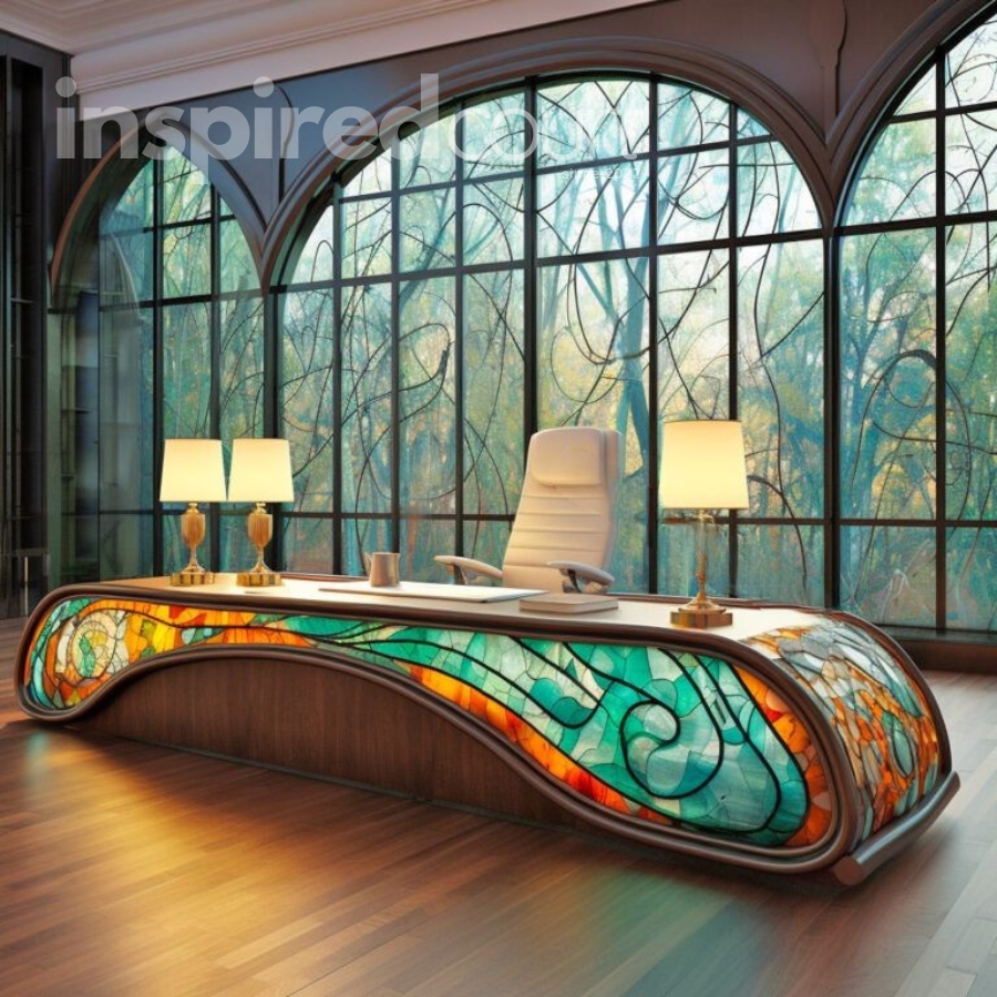 Illuminate Your Workspace with These Striking Stained Glass Desks