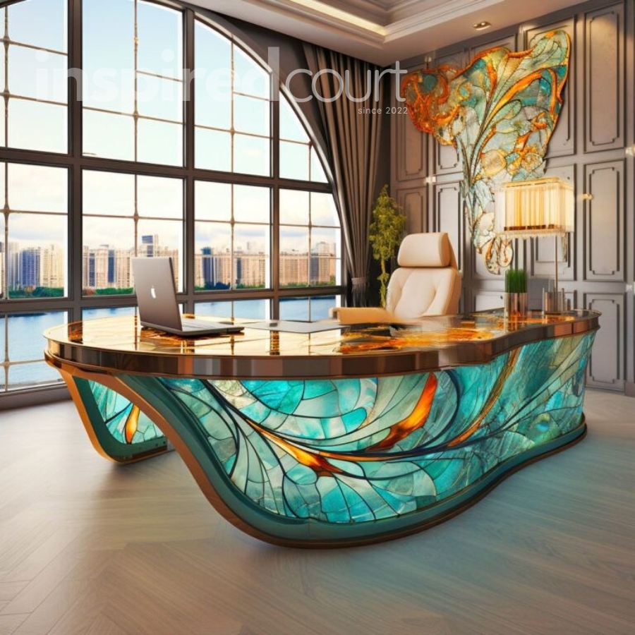 Illuminate Your Workspace with These Striking Stained Glass Desks