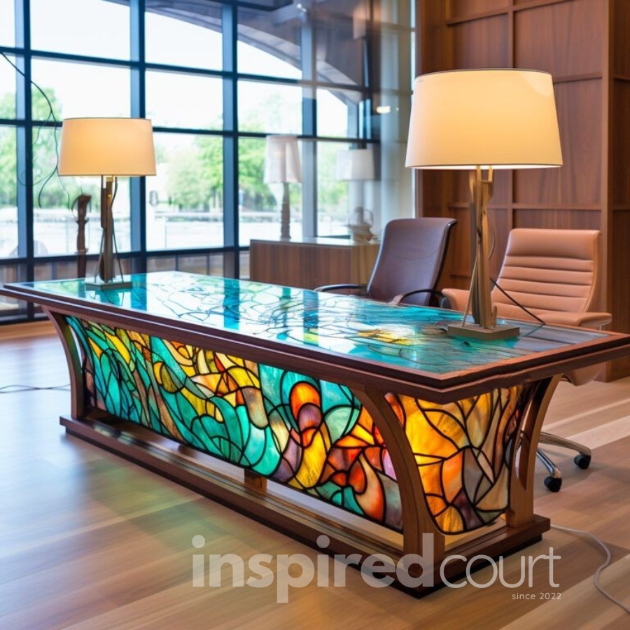 Illuminate Your Workspace with These Striking Stained Glass Desks