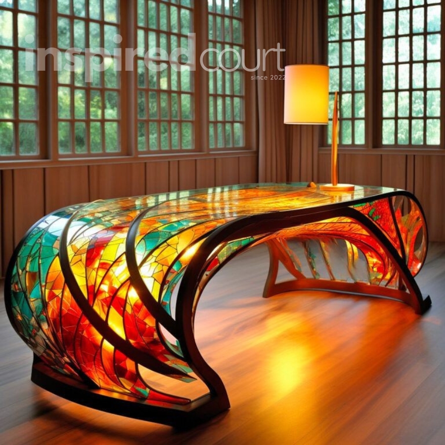 Illuminate Your Workspace with These Striking Stained Glass Desks