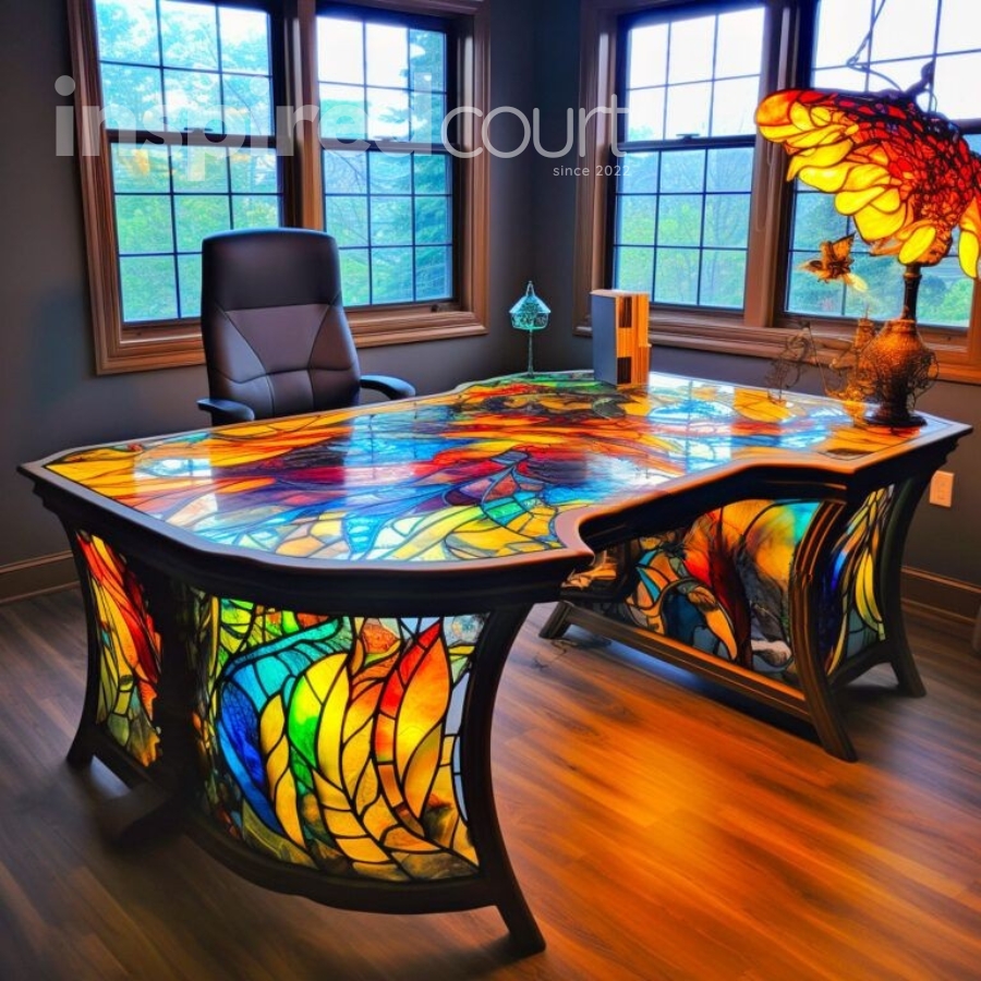 Illuminate Your Workspace with These Striking Stained Glass Desks
