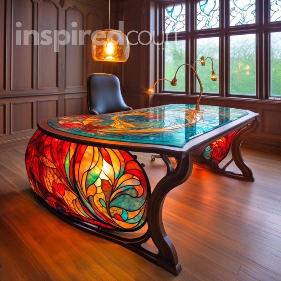 Illuminate Your Workspace with These Striking Stained Glass Desks