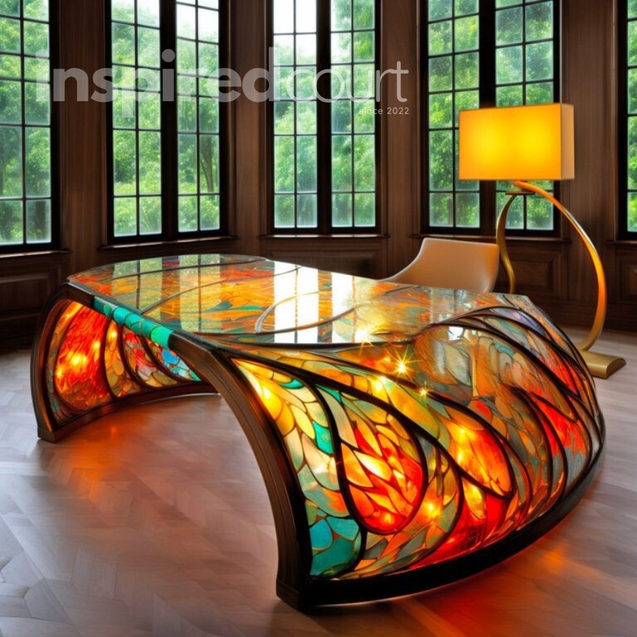 Illuminate Your Workspace with These Striking Stained Glass Desks