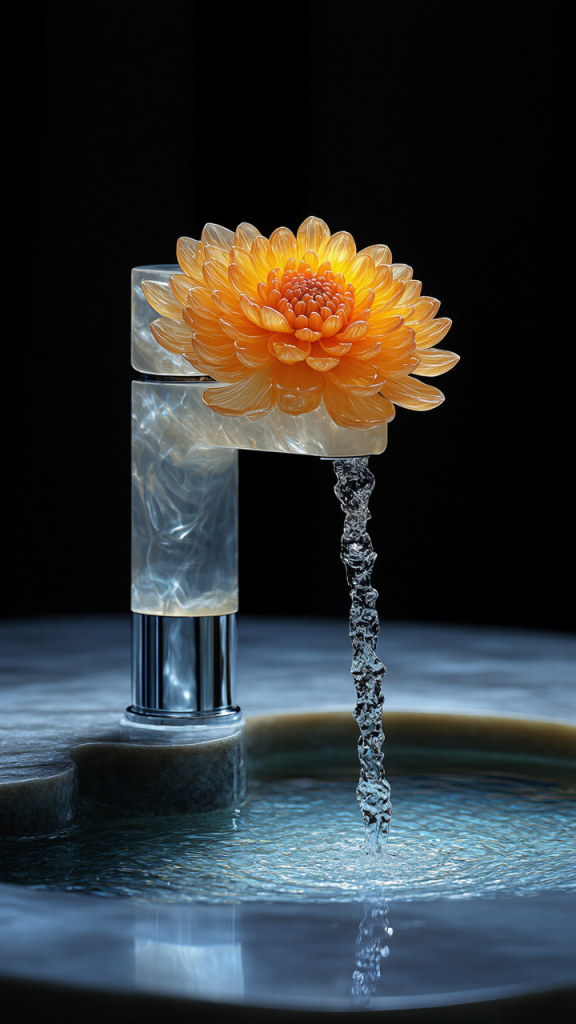 flower-inspired epoxy resin faucets