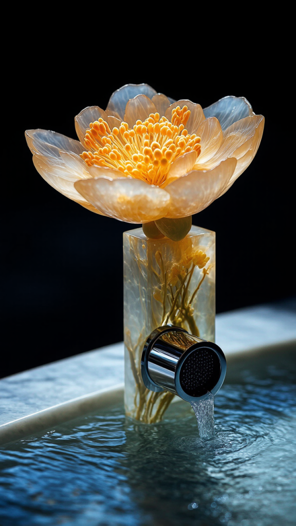 flower-inspired epoxy resin faucets