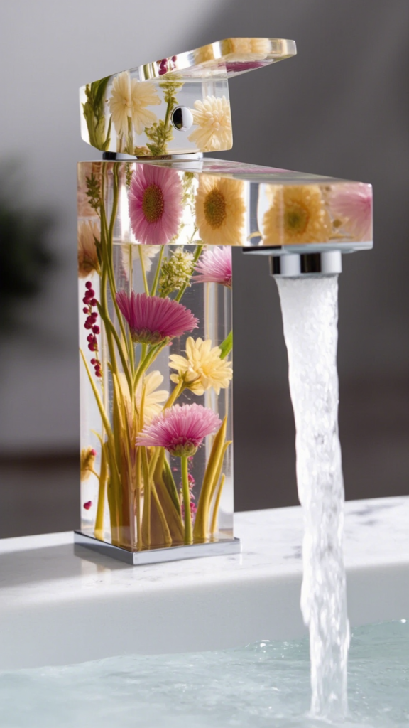 flower-inspired epoxy resin faucets