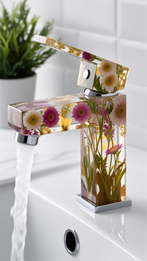 flower-inspired epoxy resin faucets
