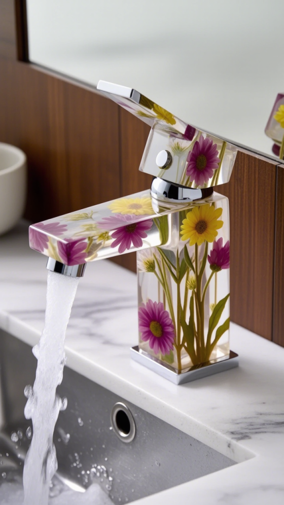 flower-inspired epoxy resin faucets