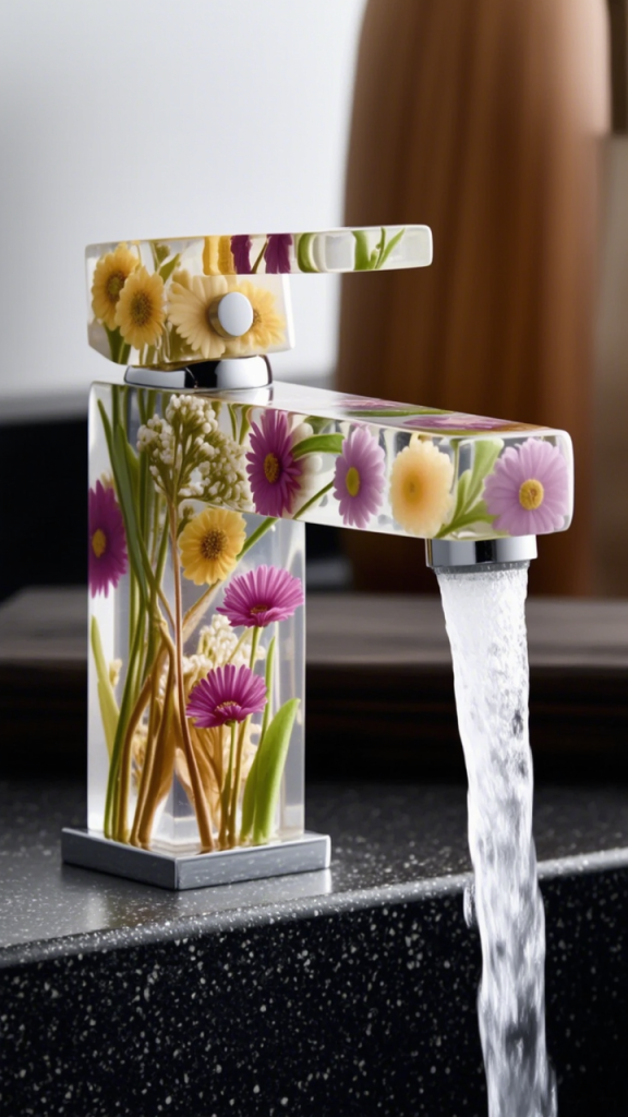 flower-inspired epoxy resin faucets
