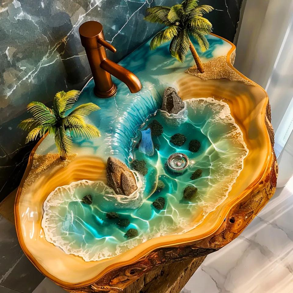 Epoxy Nature Sinks: Elevate Your Bathroom with Timeless Natural Beauty