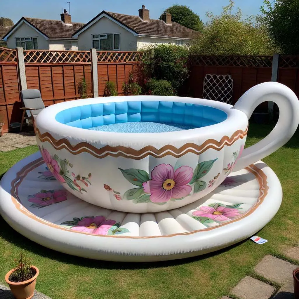 Inflatable Teacup Pool: Sip into Summer Fun with a Whimsical Twist