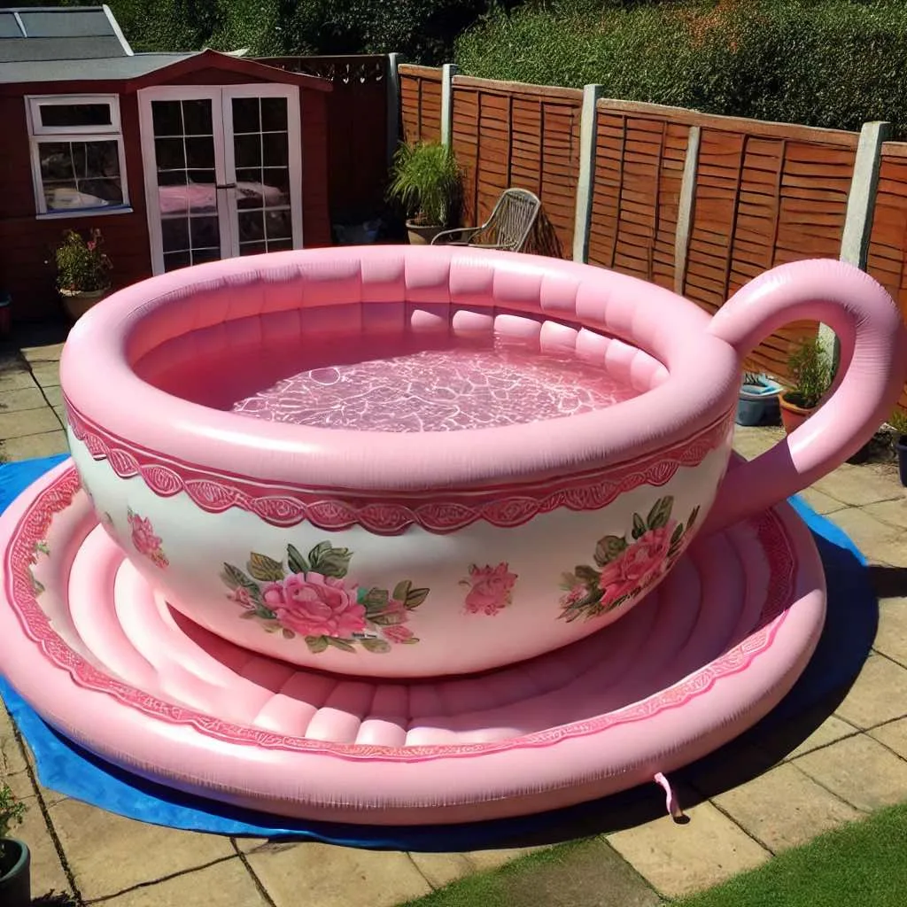 Inflatable Teacup Pool: Sip into Summer Fun with a Whimsical Twist