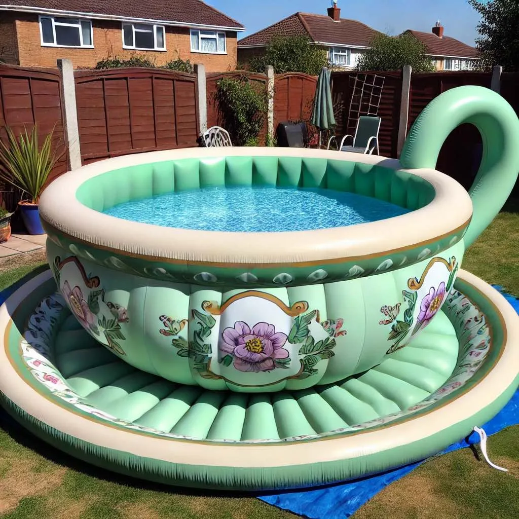 Inflatable Teacup Pool: Sip into Summer Fun with a Whimsical Twist