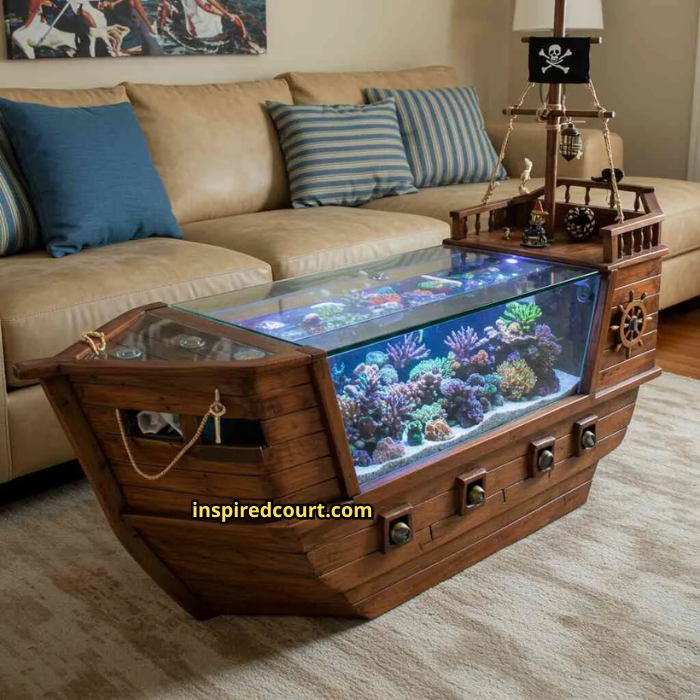 Pirate Ship Aquarium Coffee Tables: Nautical Adventure for Your Home