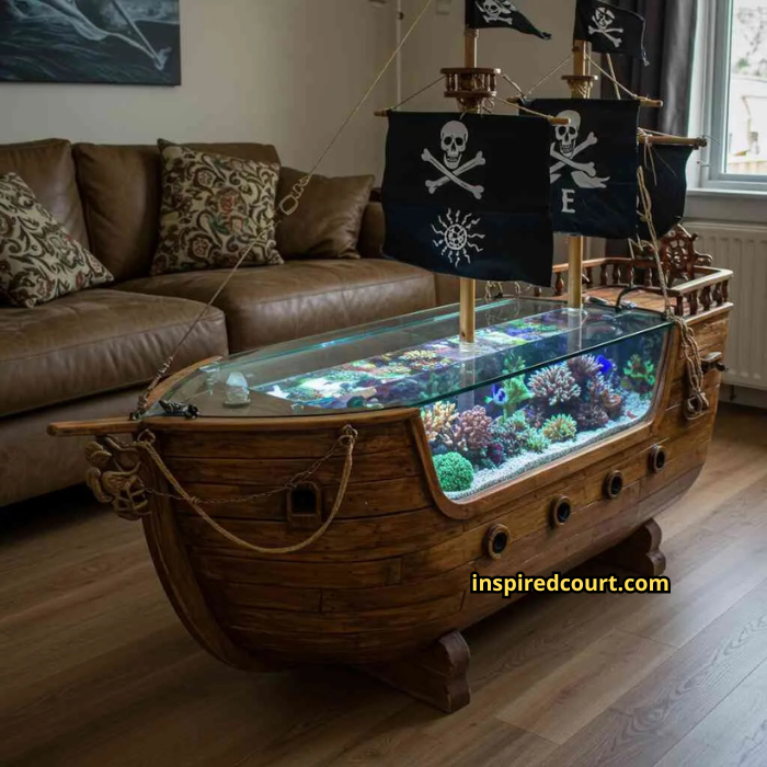 Pirate Ship Aquarium Coffee Tables: Nautical Adventure for Your Home
