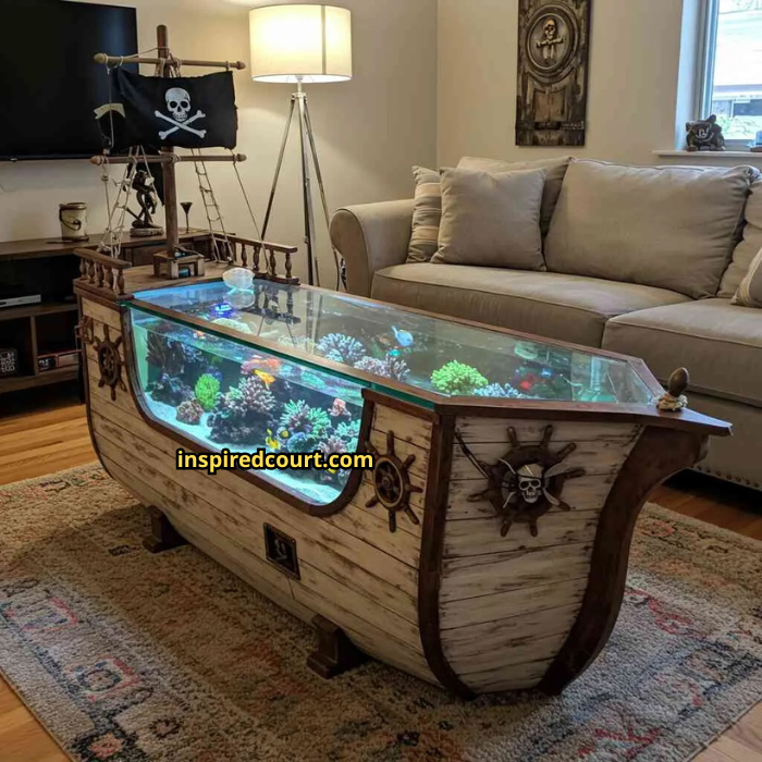 Pirate Ship Aquarium Coffee Tables: Nautical Adventure for Your Home