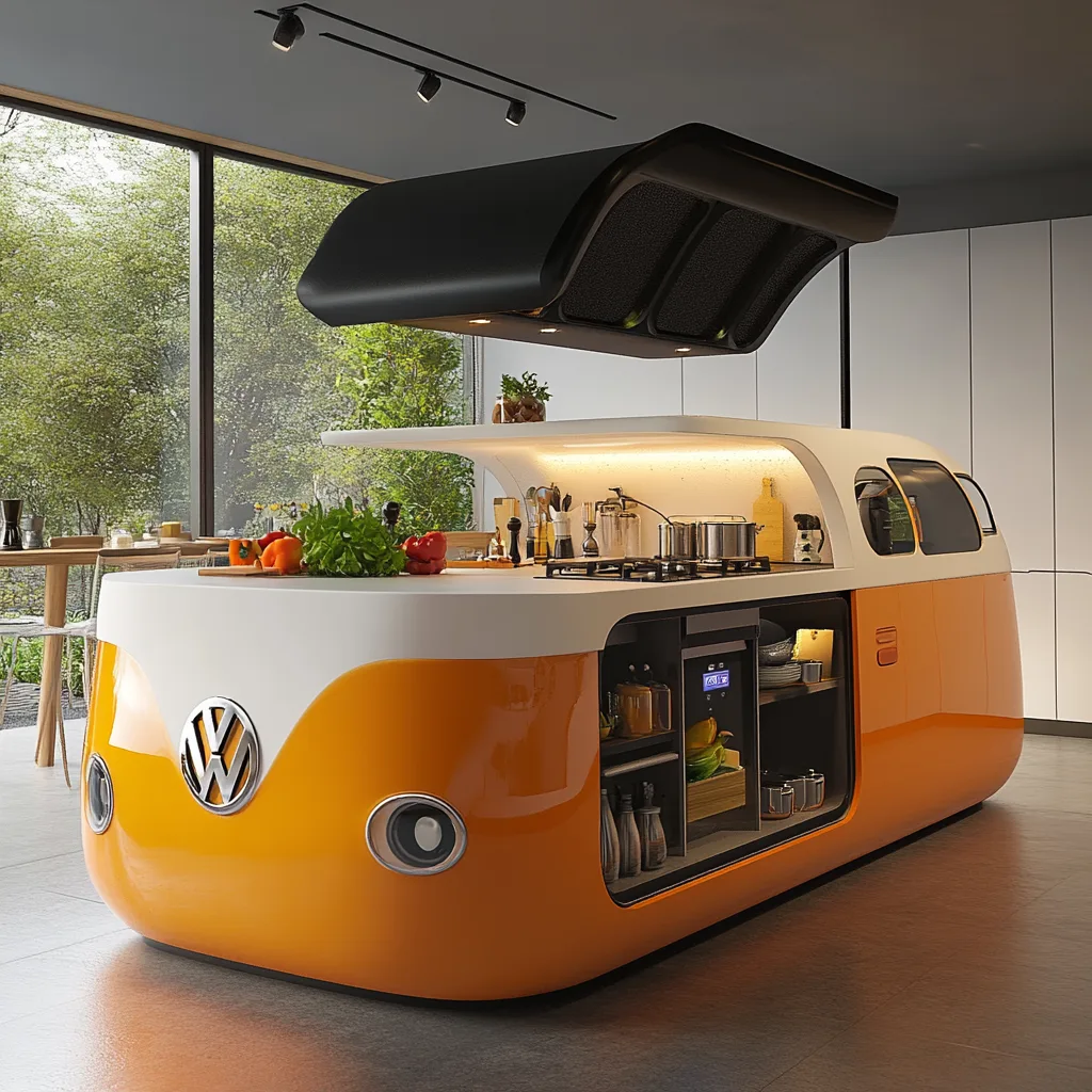 VW Bus Shaped Kitchen Island: Retro Charm for Your Culinary Space