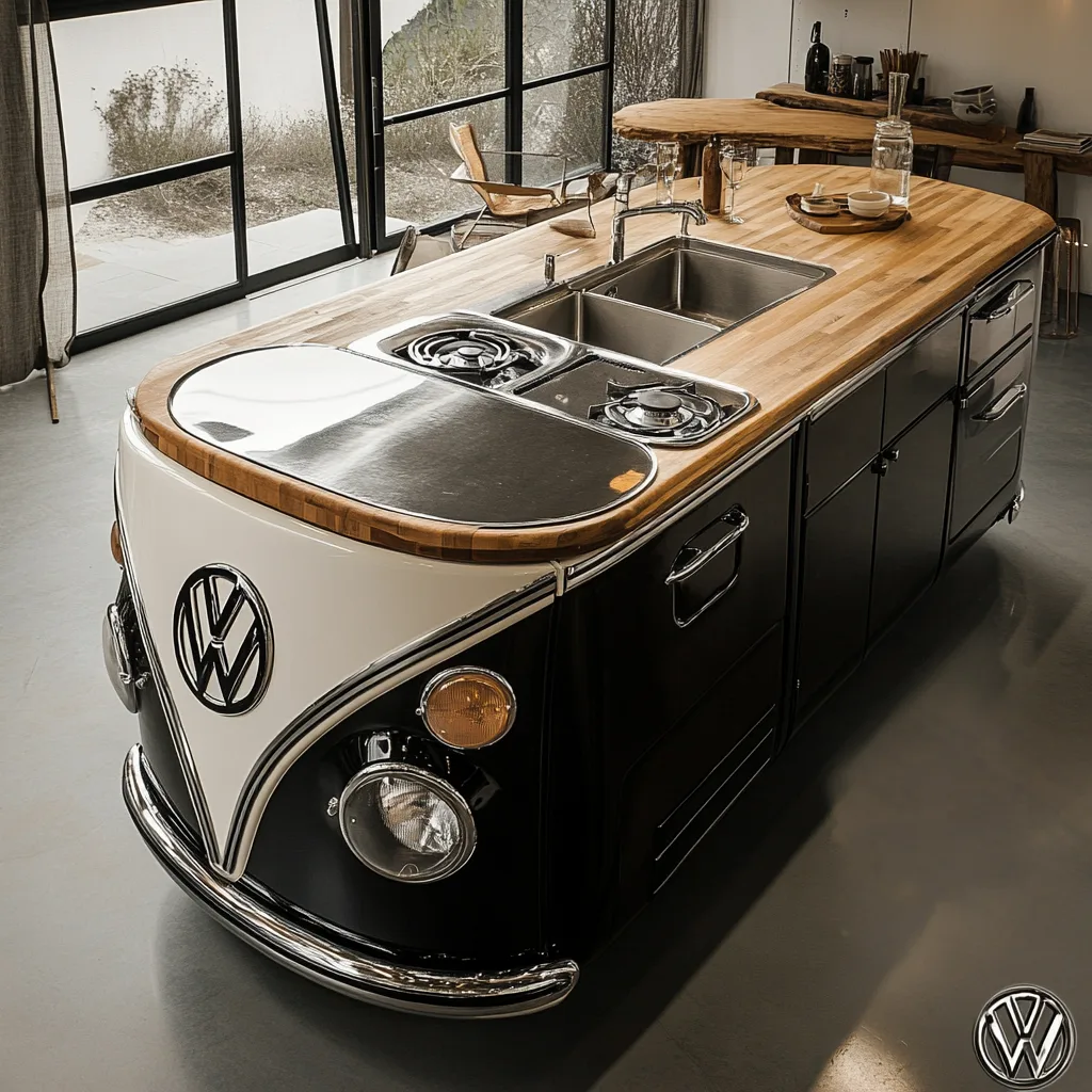 VW Bus Shaped Kitchen Island: Retro Charm for Your Culinary Space