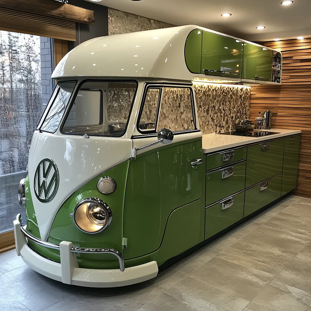 VW Bus Shaped Kitchen Island: Retro Charm for Your Culinary Space