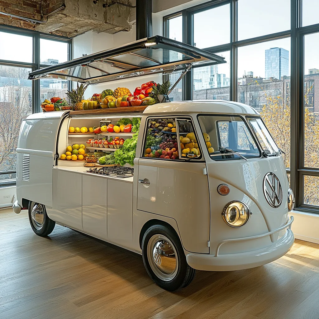 VW Bus Shaped Kitchen Island: Retro Charm for Your Culinary Space