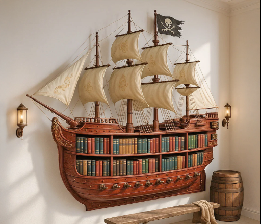 Pirate Ship Bookshelves: Nautical Adventure for Your Home
