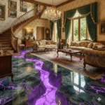Epoxy Canyon River Staircase: Descend into Breathtaking Beauty with Flowing Resin Rivers, Grand Canyon Inspiration, and Luxurious Natural Stone Stair Design