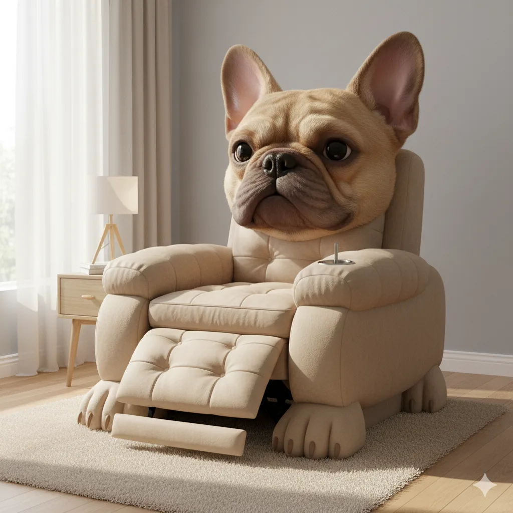 An illustration showing the internal frame and support structure of a giant dog recliner.